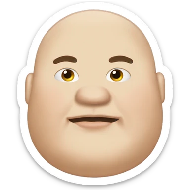 fat man bald eating bun sticker