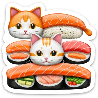 A entire cat body and all and sushi sticker