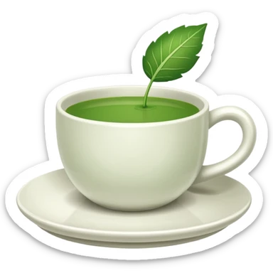 Te  - taza blanca con una hoja a un lado del plato- No dentro sticker