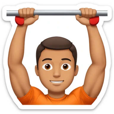 guy with orange shirt doing chin ups sticker