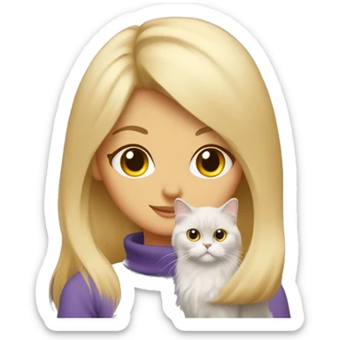 Persian cat with blonde girl sticker