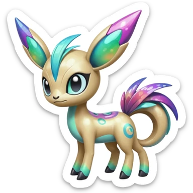 Colorful Shiny Edgy Cool Badass Painted Splashed Exotic Meloetta-Palkia-Stitch-Fakémon-creature-hybrid sticker