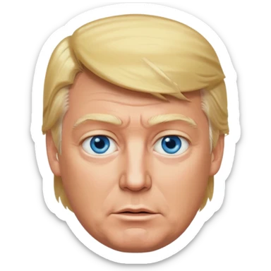 Donald Trump with blue eyes, blonde hair sticker
