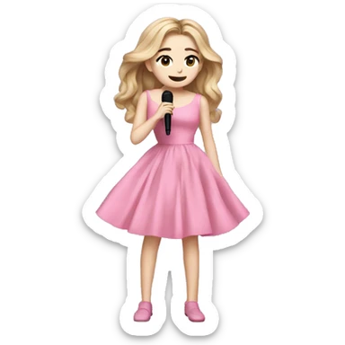 Sabrina carpenter full body singing with pink dress sticker