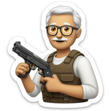Grandfather with a gun sticker