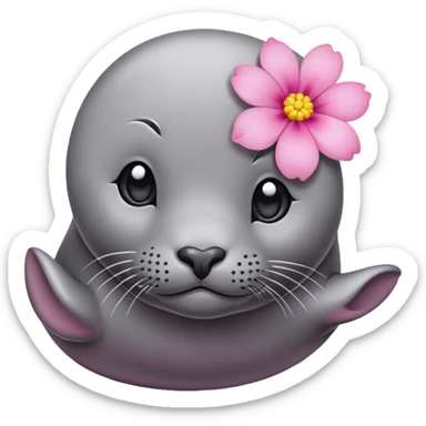 Seal with the pink flower on the head sticker