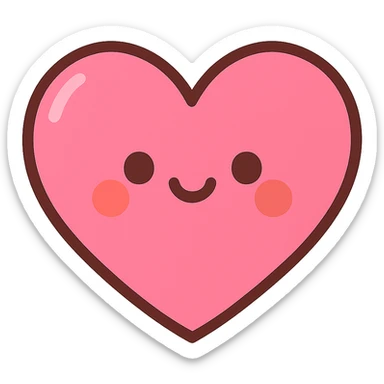 pink heart, cartoon style, cute sticker
