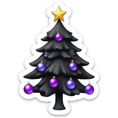 Black Christmas tree with purple ornaments sticker