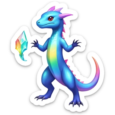 Rainbow crystalic Shiny pastel Salandit-Aurorus-Noibat-Fakémon-hybrid-creature (full body)  sticker