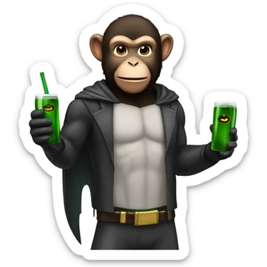 Monkey batman with jägermister in hand sticker