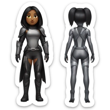 Girl looking like alita angel worrior looking like a cutw bunny sticker