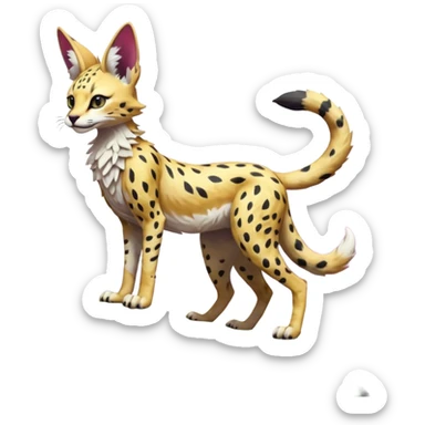 Epic complex detailed aesthetic-scenic-Fakémon-Trico-Sergal-Serval-Vernid-creature sticker