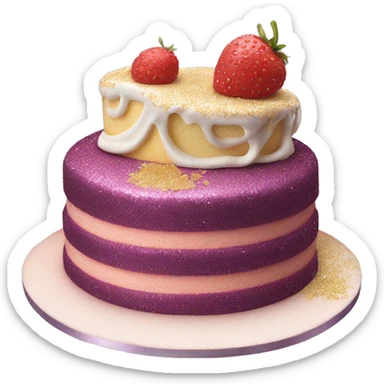 Realistic cake with glitter sticker