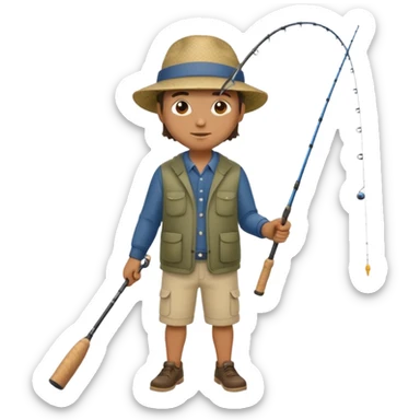 man casting a fishing rod, full body sticker