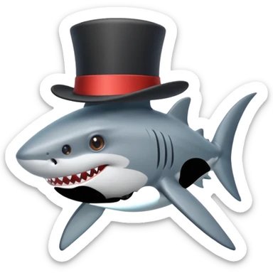 Shark with a top hat sticker
