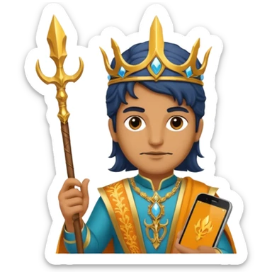 persian with saffron and smartphone, scepter, trident sticker
