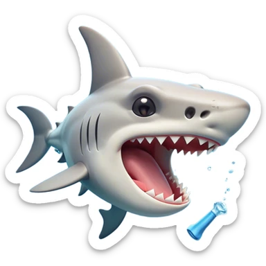 Cinematic Cute Yawning Hammerhead Shark Portrait Emoji, Head tilted slightly with a dramatic, wide-open yawn, showcasing its unique hammer-shaped head with relaxed, drooping fins and sleepy, half-closed eyes, Simplified yet irresistibly adorable features, highly detailed, glowing with a soft, cozy oceanic glow, high shine, relaxed yet expressive, stylized with a hint of whimsical aquatic ease, soft glowing outline, capturing the essence of a drowsy yet affectionate hammerhead that appears ready to stretch and yawn its way out of the screen! sticker