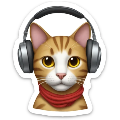 cat with ribborn and headphone sticker