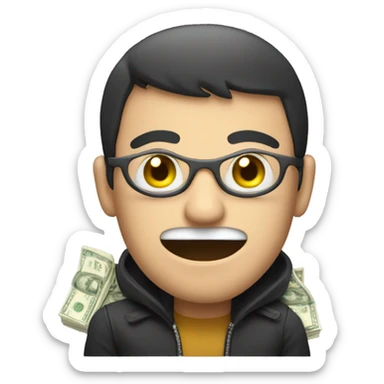 Thief with a lot of money in his hand sticker