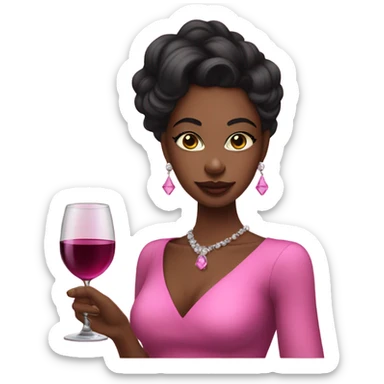 Black coquette girl wearing pink and makeup holding a glass of wine sticker
