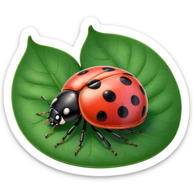  cute pink lady bug on leaf sticker