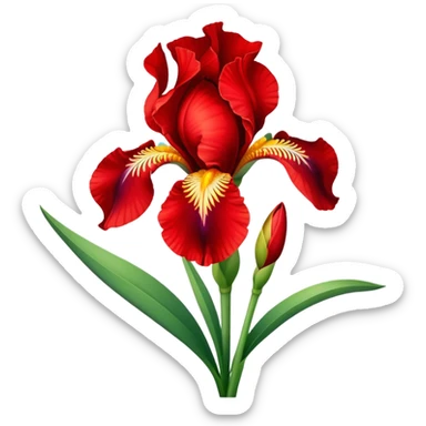 single Bright Red Iris, straight stem sticker