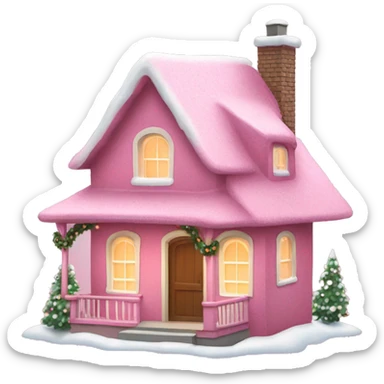 Pink Christmas cottage house sticker
