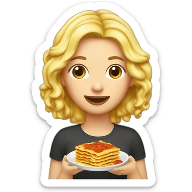Une jolie blonde qui manges de la lasagne sticker