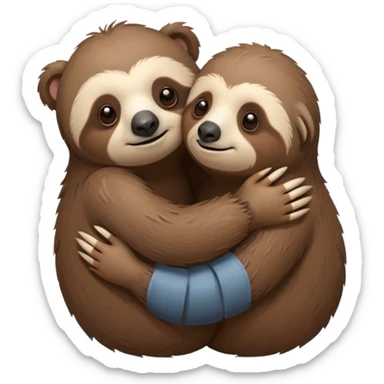 a sloth and a bear hugging sticker