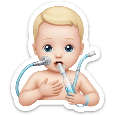 bebe com tubo para respirar sticker