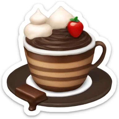 A cup with Americano and tree chocolate cake  sticker