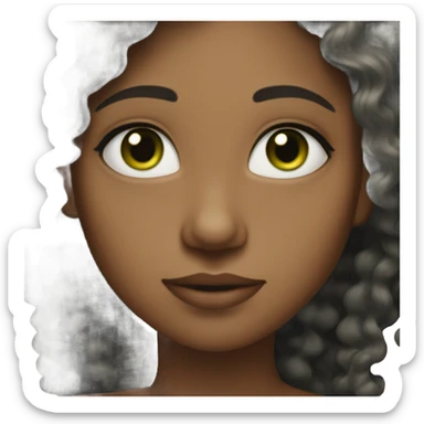 Light skin black wavy haired girl with dark green eyes  sticker