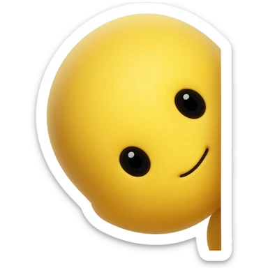 Yellow emoji face with Innocent eyes while hiding behind a pole and peeking its head out sticker