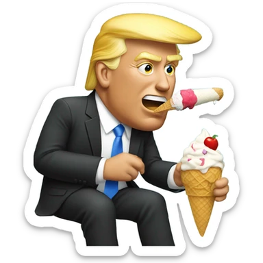 Trump eating ice cream sticker