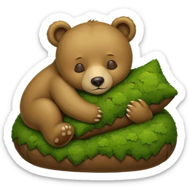 bear cub hugging moss pillow asleep sticker