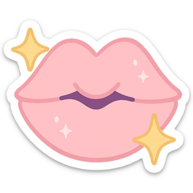 cute pastel pink kiss mark, glittery sparkles, dreamy and soft sticker