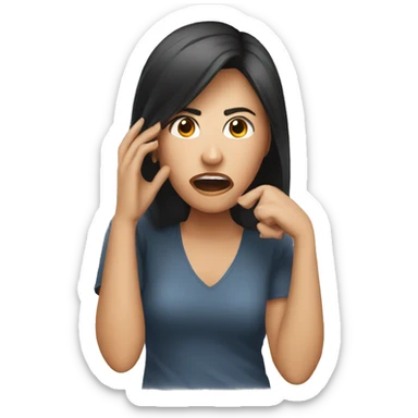 a woman calling an angry video call sticker