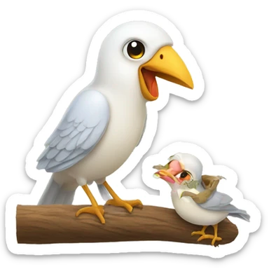 Mama bird feeding baby bird sticker