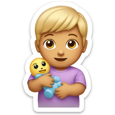 baby holding toy sticker