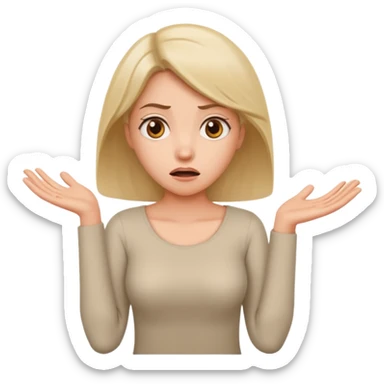 A woman shrugging her shoulders with a baffled expression sticker