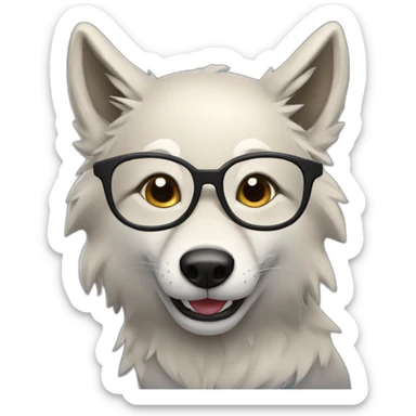 grinning bespectacled wolf sticker