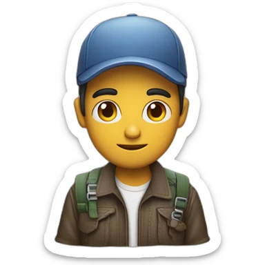 chico pelo lisop con ordenador sticker