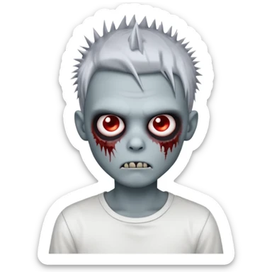 chrome zombie boy with spiky emo hair and white shirt sticker