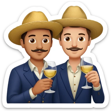 Mexican and white men drinking wine together No facial hair sticker