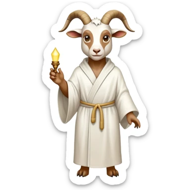 humanoid goat in white robe full body sticker