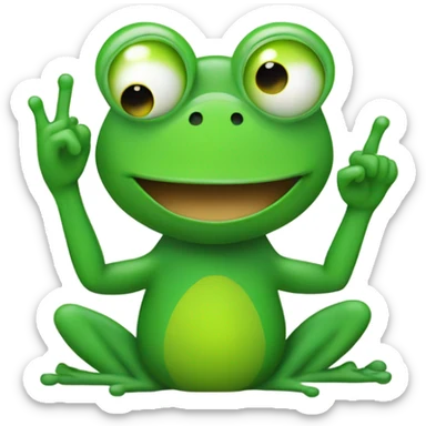 frog giving peace sign  sticker