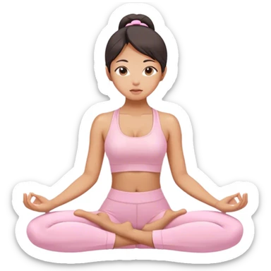 asian yoga girl light pink clothes  sticker