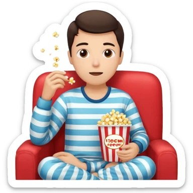person watching a movie in their living room sticker