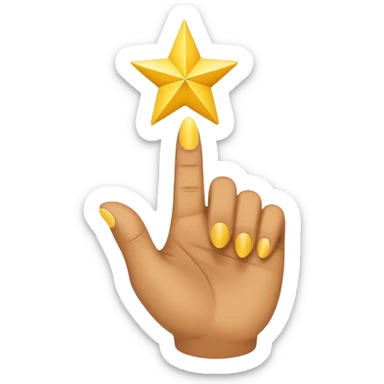hand pointing one index finger with a star at the tip of the finger sticker