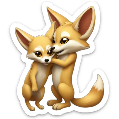 Jackal hug fennec fox sticker